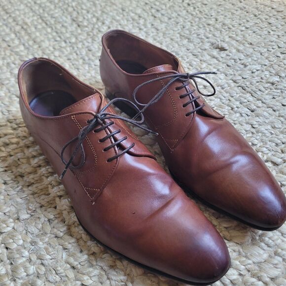 Bruno Magli Italian Made Brown Leather Lace Up Loafers Men's Size 11.5 - Picture 4 of 16